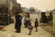 Frederick james shields An impromptu dance a scene on the Chelsea Embankment china oil painting artist